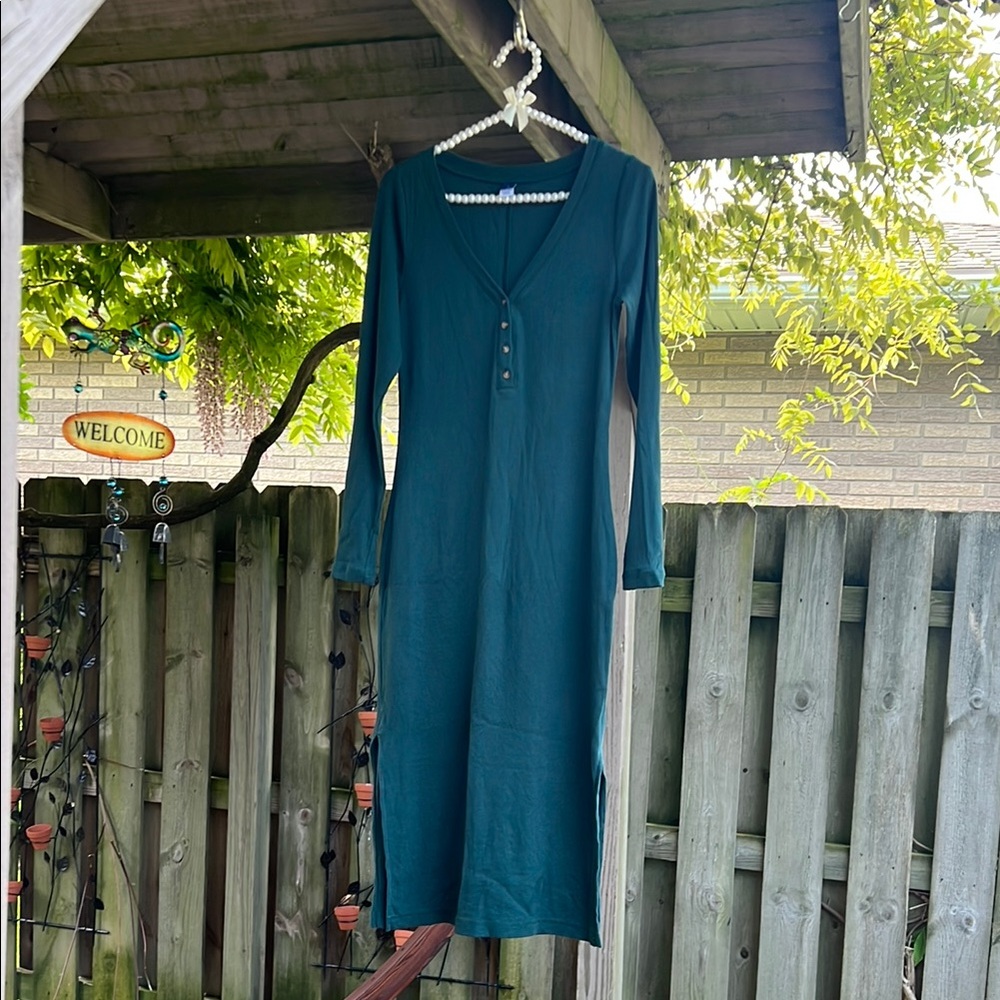 Teal Long Sleeve Dress